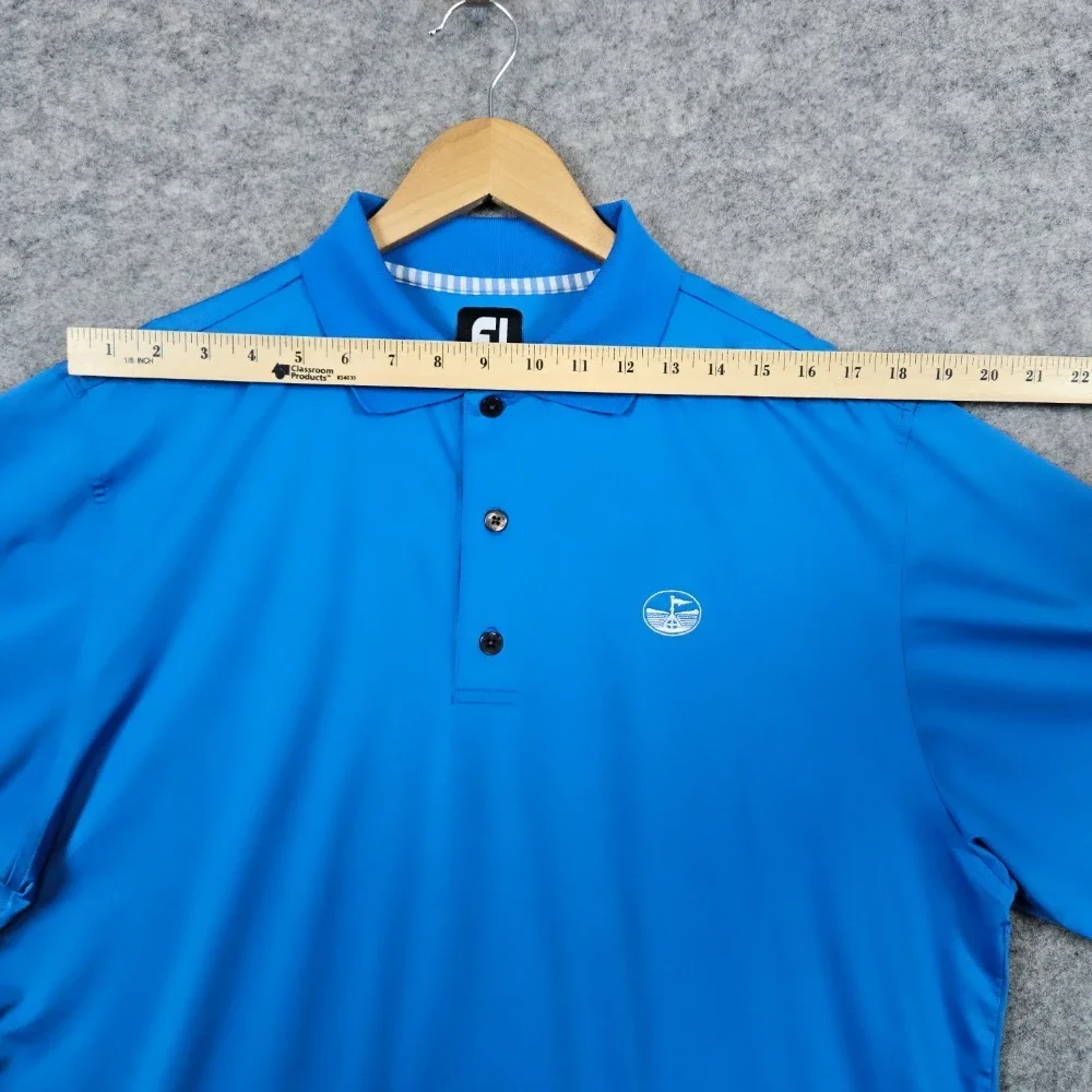 FootJoy Men's‎ Blue Golf Polo Shirt Size M Polyester/Spandex Embroidered PINHOLE